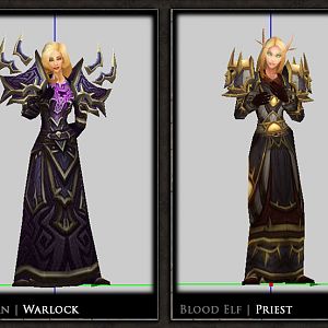 Lowpoly Rendited: Human Warlock and BE Priest (Geomerging WIP)

- Both made based off from female Blood Elf body mesh from previous Heroes Return Pr