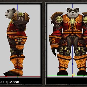 Pandaren Monk, geomerged based off from Male Orc body mesh, custom made lowpoly shoulder isn't final yet. Current lowpoly recreation size: 202 kb. (13