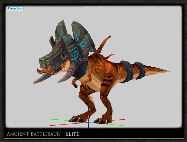 Ancient Battlesaur, geomerged using T-rex reduced mesh from previous Heroes Return project. Final model recreation size: 147 kb