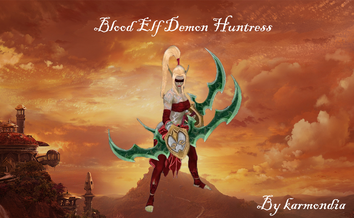 4. "Blue-haired half-elf huntress" - wide 8