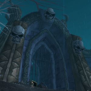 Gates of Deatholme, home to many undead, including Dar,khar a betrayer to the blood elves.