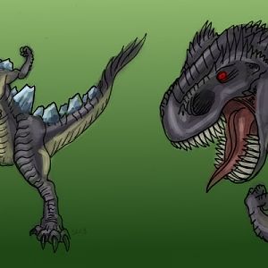 Godzillaspikes, My own design of Godzilla. Made in OC from pen lineart.