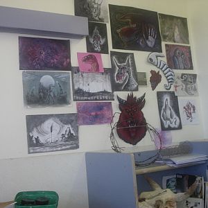 My art desk with my paintings in 2007.