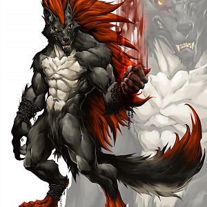 red werewolf 2 comission work by chaos draco d7asxht