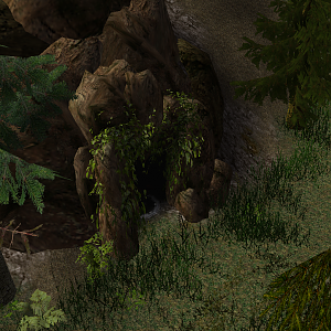 Once you get a quest with Borin the Treasure Hunter he will cut the leaves and reveal the path into the cave