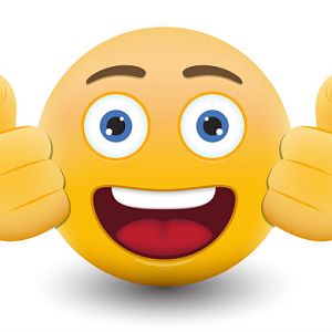 smiling emoticon giving thumbs up