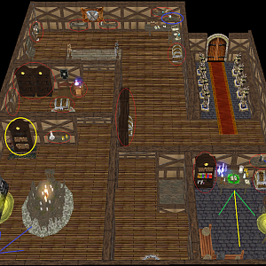 Inside Lithion's House a safe haven for the heroes that they can transport to as long as no enemies are nearby.
Red circles indicate extra inventory