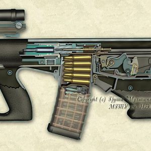 The inner workings of the Stevr AUG A1 have been revealed in this diagram