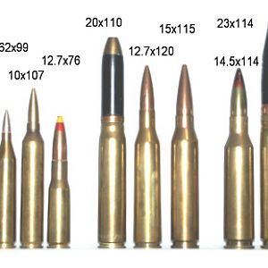 Collection of anti-tank and anti-material ordnance. Some of these are the largest shoulder fired rounds in existence. You do NOT want to be on the rec