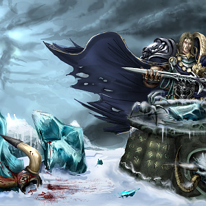 Arthas wields the power of Frostmoune