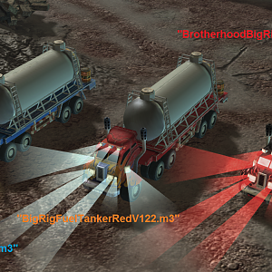 Big Rig Fuel Tankers Red Black and Blue
