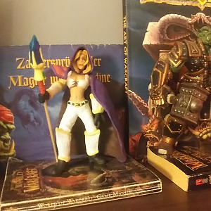 Plasticine Jaina Figure, next to '02 Thrall figure and rest of my "Warcraft altar" xD