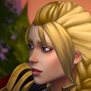 Jaina smiling, from Crossroads cinematic, lovely&blonde too~ <3