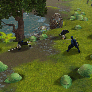 (ANIMATED) Ninjas fighting Green Mucus Slime