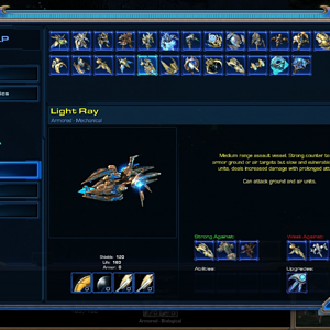Starcraft Futures protoss unit roster help menu