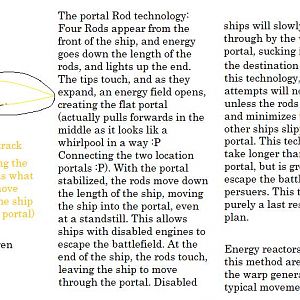 Warp Rod technology.

In short, the rods touch together (tips) and as energy surges into them, begins to create a portal. Expanding this portal, the