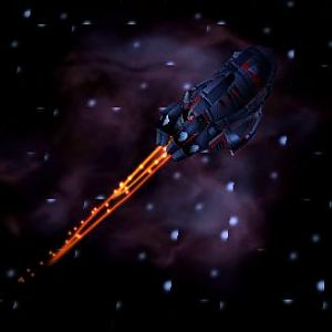 Hyperspace Trail.

It gets longer when you research fast hyperspace technologies. This is how it looks like when you have a very advanced hyperdrive