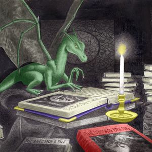 The educated Dragon by nwjones found @ his website (of the same name) and deviantart 
Colored by Wisdomsage/Breca of the SH