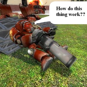 An Terminator got problems with figure out how the rocket launcher works.