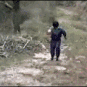 Little jumper falls in a puddle.