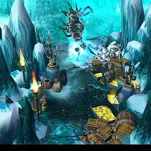 Ice terrain.
It's a elemental with alot of treasures, and 2 dwarfs try to steal it, ofcoarse. "Hurry before he..... sees you. Too late, RUN!"