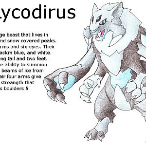 Lycodirus is a large ice creature.
"Lyco" comes from the wolf spider family "lycosidea" and "dirus" comes from the dire wolf "canis dirus", so it bas