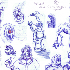 A compilation of doodles I did during lessons.