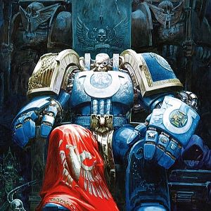 Ultramarine sitting on a throne