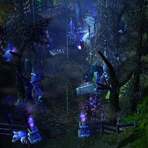 A creepy graveyard. Left of it is the 1st city.