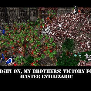 WAR EFFORT!
Evillizard has just marched an army into the Trolman's capital! The trees are brutally slaughtering the soldiers and citizens! Evillizard