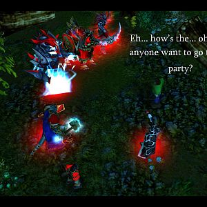 Evillizard has invited all the peons to a full Azerothian pot party, joined by other heroes that he couldn't ask personally, such as
Arthas, the Lich