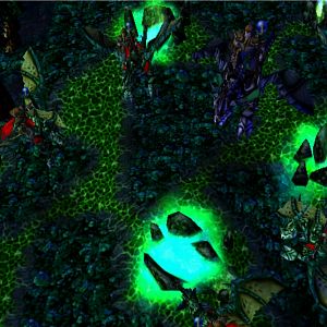 New news from felwood!
A group of warlocks have emerged! This fantastic birdview shot shows four warlocks and their leader, Holo Dragonson, mounted o