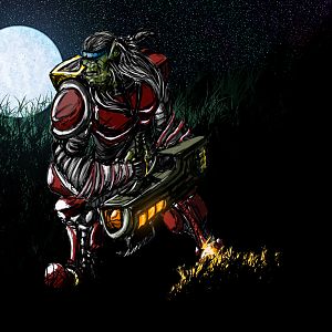 A space orc, for my upcoming map, Orcs in Space.

I'm not happy with how the moon turned out >:|