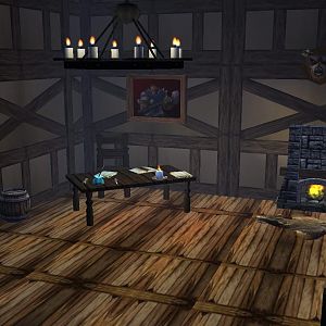 A view from inside one of the large houses.