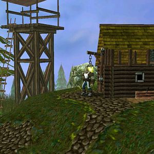 A lookout tower watching down on the fjords from the mountain village.