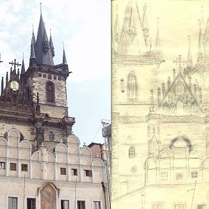 Týnský chrám
anyone from Czech Republic? i was there on a class excursion. btw the paper bleached in the intense sunlight (turned whiter).

mah dra