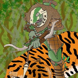 This is one of my D&D characters.
Pyramidhe@d drew it. :3
I coloured it.