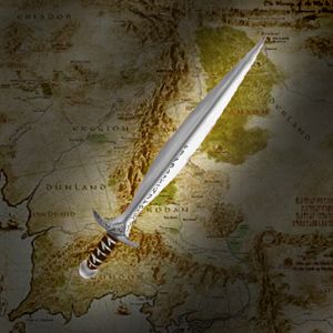 Bilbo's trusted sword,  it glows when orcs are near.