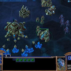A Protoss base in production.