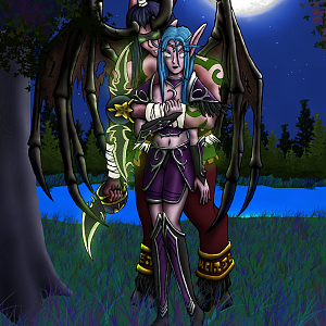Illidan and Tyrande by RavynneNevyrmore