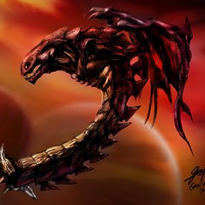Mustalisk Wallpaper

This is the finalized version of my fan art painting of Starcraft, featuring a classical Mutalisk, with an outer space backgrou