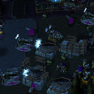 Here we can see the construction of several fortifications in front of the goblin base. We have to be prepared for those demon bastards... A special e