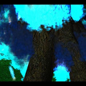 The laser, instead of shooting out, backfired and surged down the tree to the ground! The first line of infantry protecting the tree has been complete