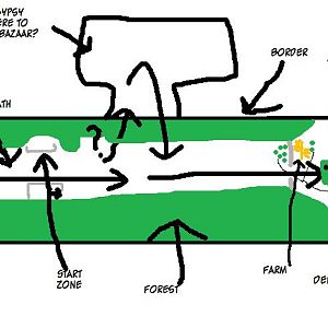 The Map

  I am revising its design, maybe to add a bazaar and new creep paths. 
 If you haven't played before this can also help you get a look at