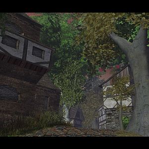 Viewing the back exit to the village, seeing the giant trees growing around, will soon turn the village into an overgrown mess.