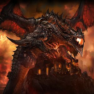 WoW Cataclysm Deathwing picture. It was so cool, I had to take the WoW logo off and put it as my wallpaper. I don't play WoW, if you're wondering.