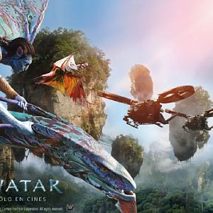 Jake Sully (an Avatar) riding an Ikran