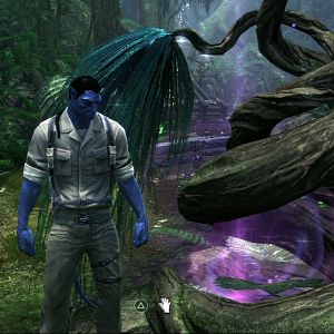 An Avatar with his gear (Avatars were made by the humans, and are controlled by a human "sleeping" in a link pod)