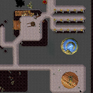 Herian's Workshop has evolved! You can see he has now got a basin to test his ships. The black-tiled regions, as we can see, are working fields.
Lege
