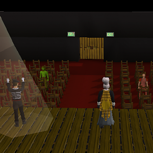 Random Event, this is the "Mime" one, it involves a mysterious old man (Thats actually his name), a mime, and you. You have to copy the mime.